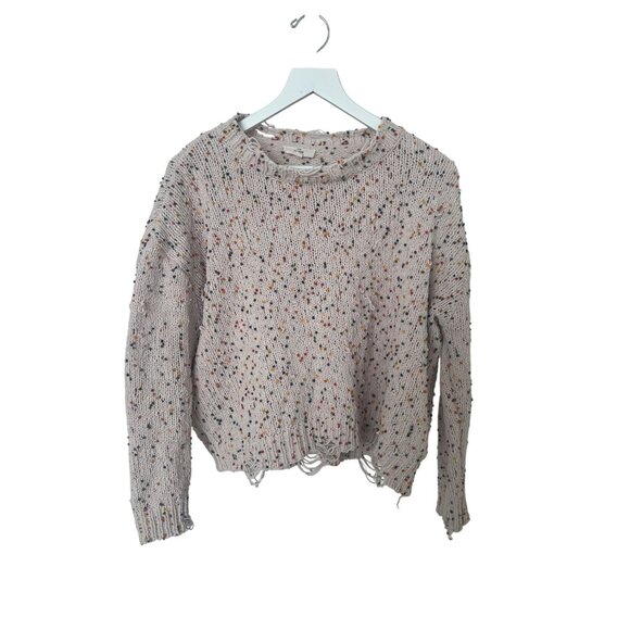 Entro Anthropologie Cream Distressed Sweater - Picture 1 of 4